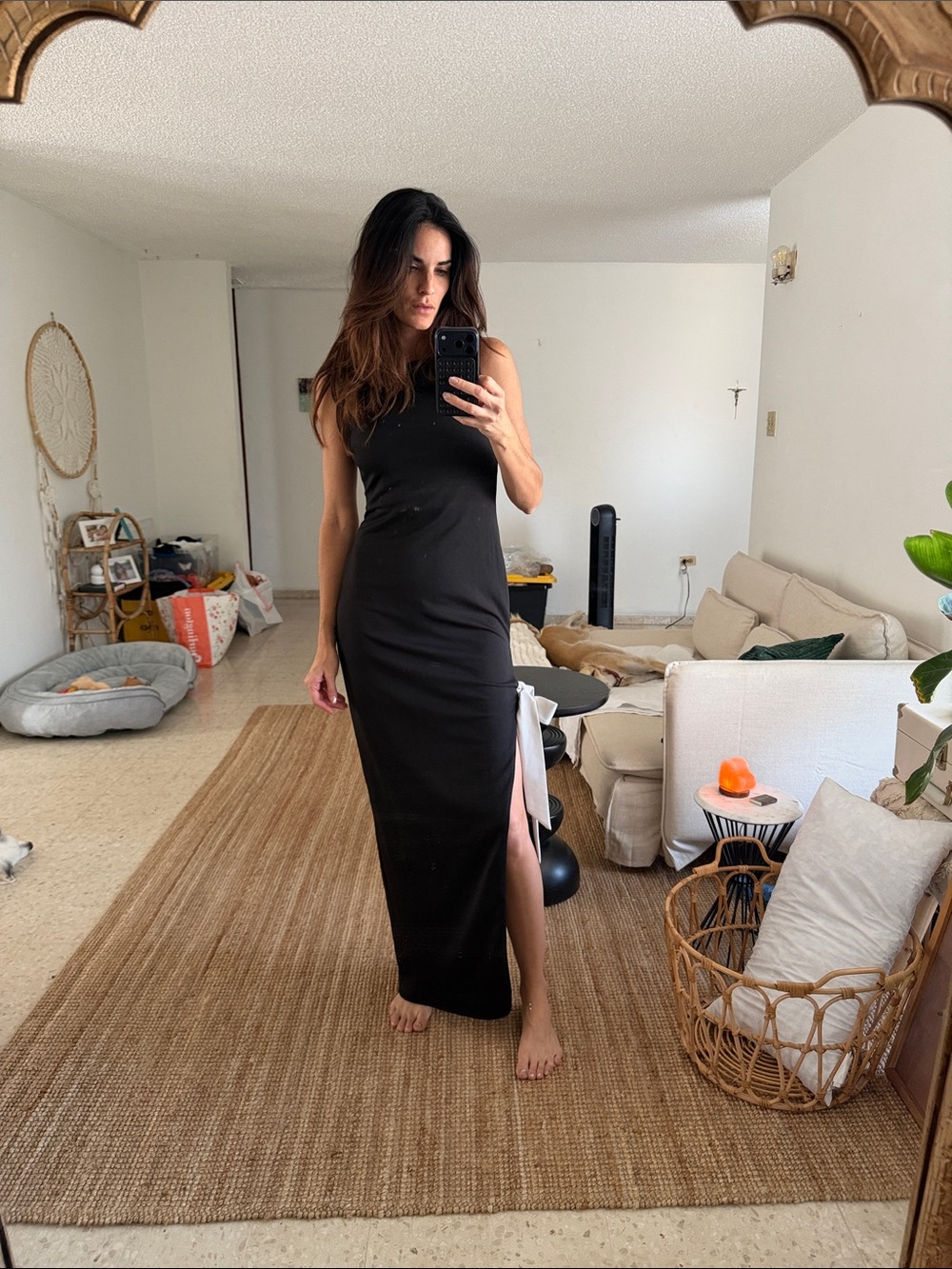 Revolve Sleek Black Sleeveless Maxi Dress with Side Slit